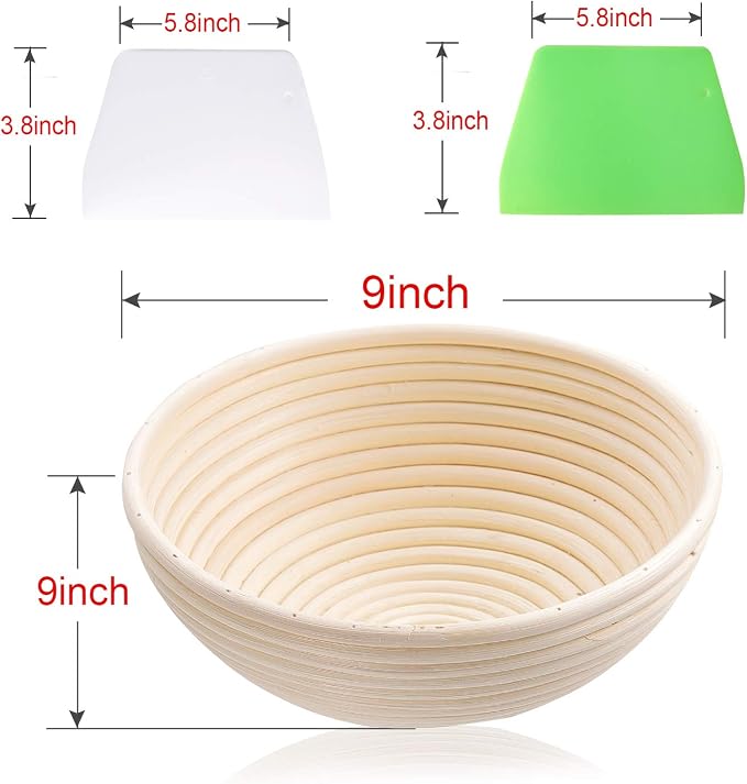 Wwyybfk Banneton Bread Proofing Basket, Sourdough Bread Baking Supplies, 9" Sourdough Bread Proofing Basket Baking Set
