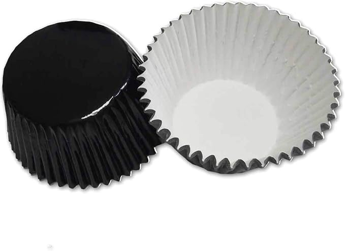 Black Foil Metallic Paper Muffin Cupcake Liners case Baking Cups 100 pcs,Standard Size 2x1.25inch