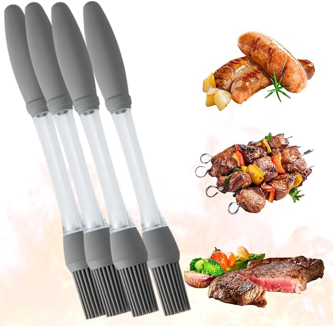 2PCS Silicone Oil Brush Basting Pastry Brush for Grilling BBQ Baking,2025 Silicone Oil Brush Basting Brush for Cooking,Pastry Brushes for Baking Cooking Kitchen Gadget Home Outdoor Use (4PC)