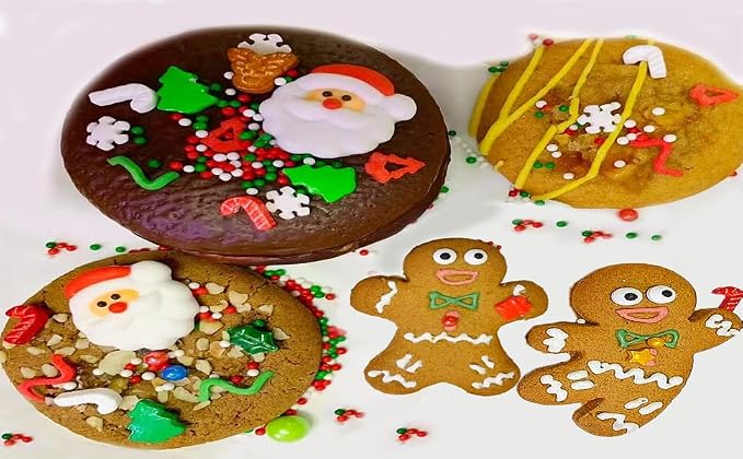 Edible Christmas Candy Sprinkles with 6pcs Santa Claus | Christmas tree Dessert Sprinkle | Snowman Cake Cupcake Toppers | Cookie Decorations | Candy Sprinkles for Xmas Daily Cake Decorating