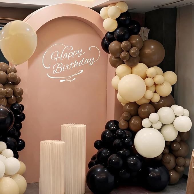 Black Brown Nude White Balloon Garland Arch Kit, 167Pcs Western Cowboy Balloons for Boy First Rodeo Wild West Country Birthday Farm Boho Chic Baby Shower Wedding Party Decorations