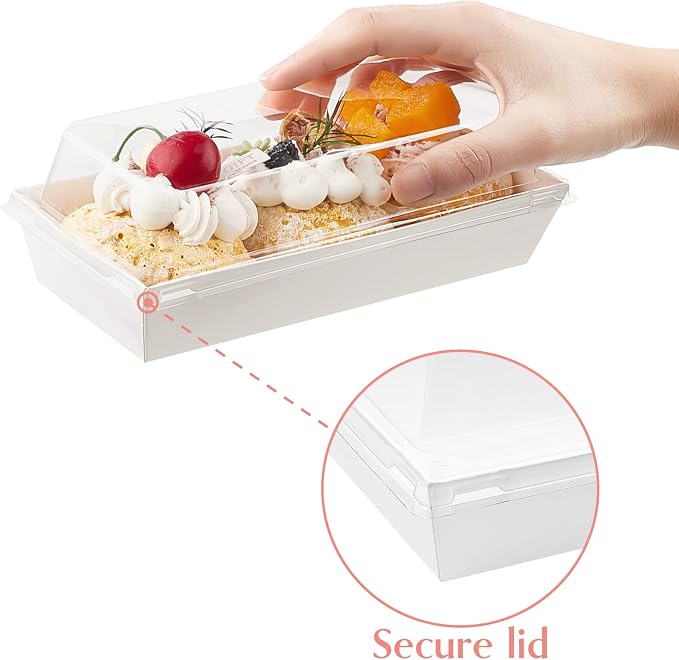 Ocmoiy Charcuterie Boxes with Clear Lids, 100 Pack White Bakery Boxes, Cookie Boxes, Small Treat Boxes for Pastry, Sandwich, Cupcakes, Strawberries, Dessert To Go Containers