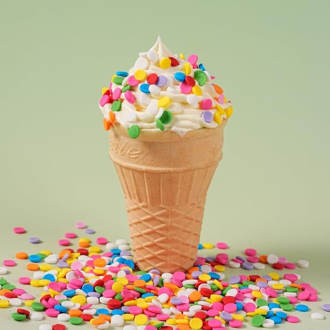 Rainbow Round Sprinkles, 16 ounce Birthday Confetti Edible Cake Decorations, Pastel Sprinkles Bulk for Baby Shower Cupcake, Cake Decorating, Ice Cream, Cookie, Baking Topping