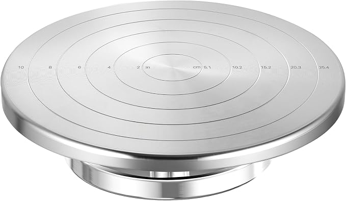 Banding Wheel, Double-Sided Pottery Turnable Wheel Aluminium Alloy Heavy Duty Metal Wheel with Ball Bearings for Ceramics Model Making Clay Modeling Cake Decor Paint Spraying (12 Inch with Scale)
