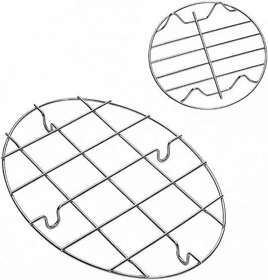 2 Pieces 304 Stainless Steel Cooling Racks, Roasting Rack, Multi-Purpose Cooking Rack Set for Baking, Roasting, Steaming and Cooling, Round and Oval Shapes Included