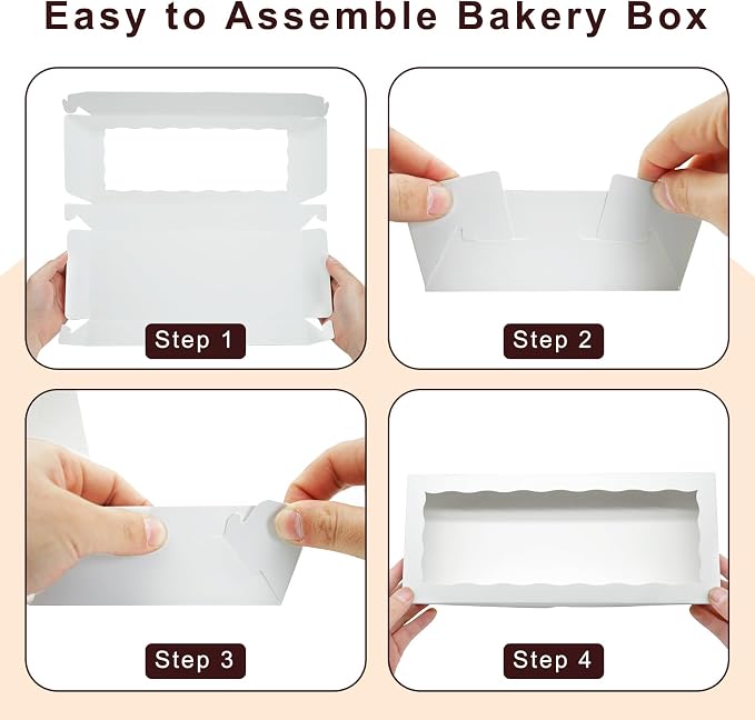 50pcs Cookie Boxes 12 x 5 x 1.5 Inch Bakery Boxes with window Chocolate Covered Strawberries Box for Christmas Valentine's Mother's Day- White