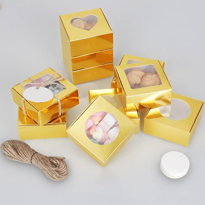 COTOPHER Soap Box, 30Pcs Small Soap Packaging Boxes 2.8x2.8x1.2 Inch Mini Kraft Boxes with Window Soap Boxes for Homemade Soap Candy Chocolate Bakery Cookies Soap Packaging
