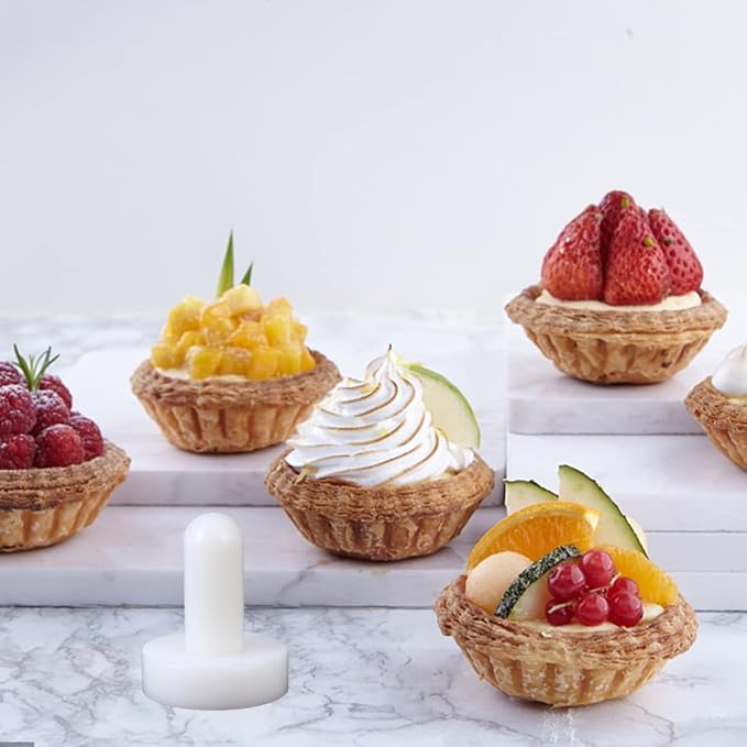 UPKOCH Tart Tamper and Pastry Presser, 2.75" Non-Stick Dough Shell for Mini Pie Crusts & Cheesecake Molds, Plastic Tamper Tool for 3" Muffin Pans & Heart-Shaped Tins