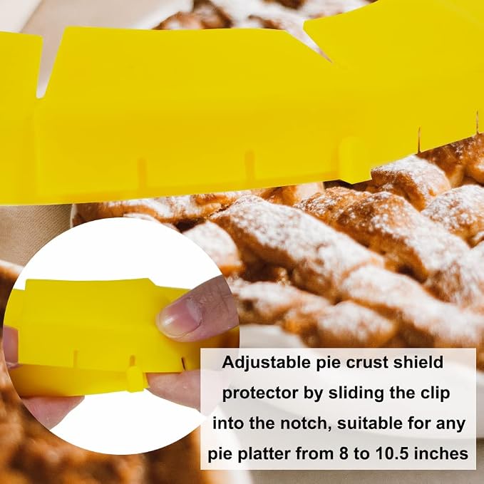 Adjustable Silicone Pie Crust Shield Pie BPA-free Protectors Cover Kitchen Tool for Baking Pie Pizza, Fits 8-11.5 Inches Pie (Yellow-2pcs)