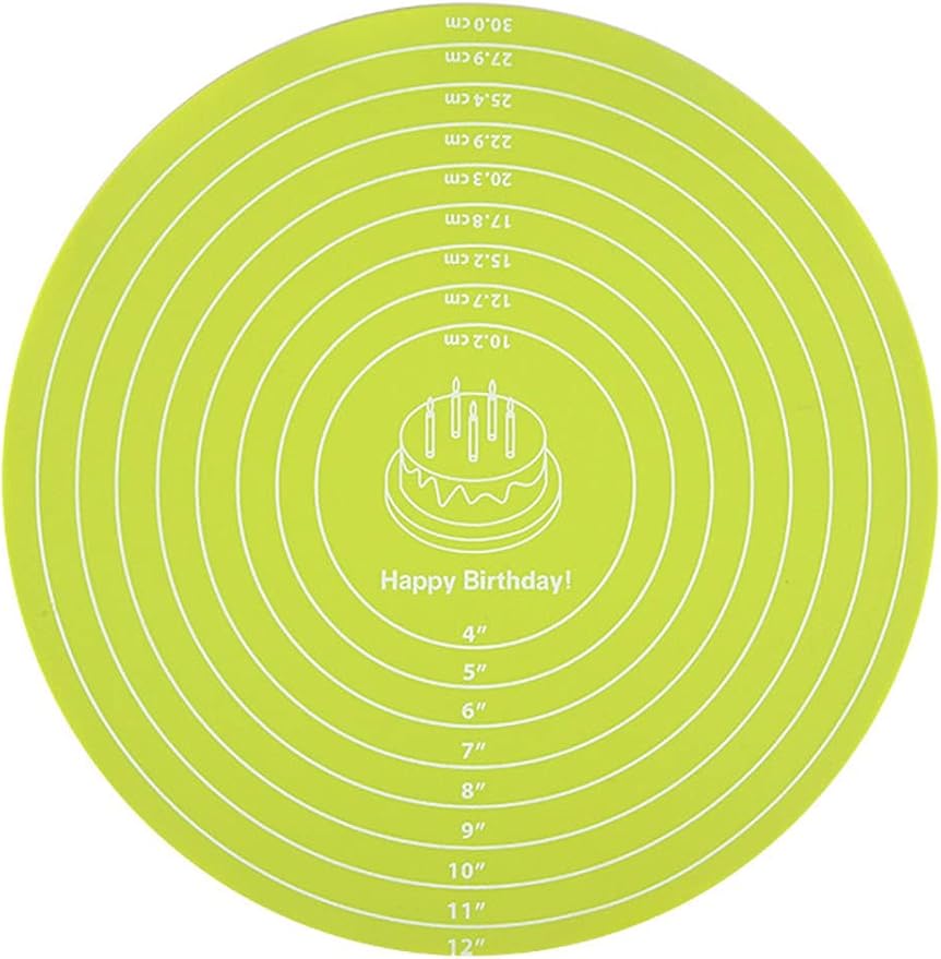 Silicone Baking Mat Cake Mat Silicone Cake Mat Silicone Baking Mat with Measurements for CakeTurntable Stand Non-Stick Heat Resistant Pastry Baking Sheet -Green
