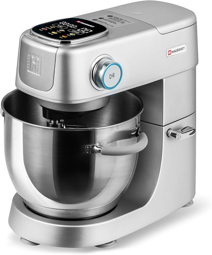 Hauswirt Stand Mixer 6QT XL Large, 4.5" LED Touch Screen Electric Household Stand Up Mixer, Full Metal Structure Standing Mixer 11-Speed, Dough Cake Bread Mixer – Silver