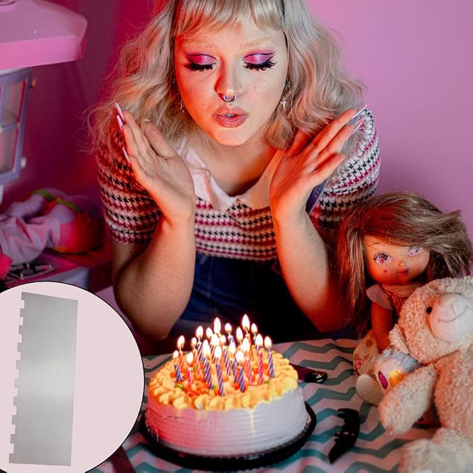 8.6 Inch Stainless Steel Cake Scraper Metal Scraper for Cake Smoother Leveler Scraper Cake Decorating Comb Cake Cutter for Mousse Butter Cream (Style 2)