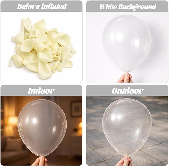 Voircoloria 90pack Clear Balloons Different Size 18/12/10/5 Inch Transparent Balloon Garland Arch Kit for Graduation, Wedding, Birthday, Baby Shower, Anniversary Party Decorations