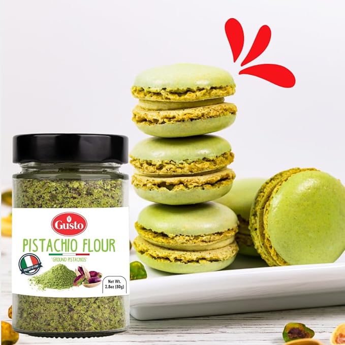 GUSTO ETNA Pistachio Flour, Sicilian Fine Chopped Pistachio Flour 2.8 oz | Ground Pistachio Powder for Baking and Desserts, Gluten-Free, High-Protein, Vegan, Non-GMO, Product Bronte, Italy