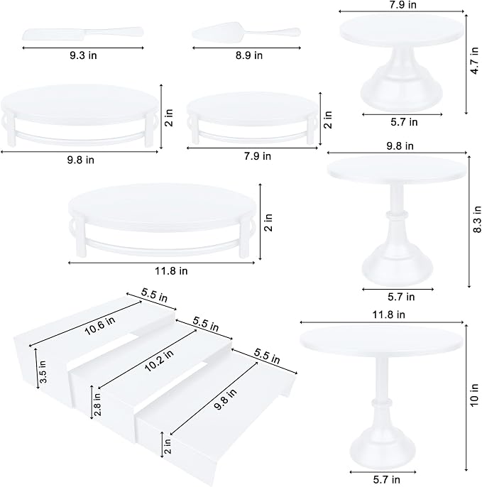 MACIFECI White Cake Stand Set, White Dessert Table Display Set for Wedding, Birthday Party Decor, Baby Shower, Celebration