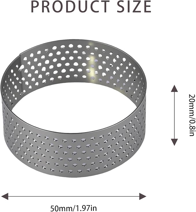 14 Pack Tart Rings for Baking, 2 Inch Perforated Stainless Steel Cookie Rings for Mousse, Cake, Tarts, Pastry & Dessert, Round Baking Molds for Perfect Pastry Crusts