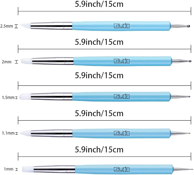 Caydo 9 Pieces Stylus Tools, 5 Pieces 2 Way Total 10 Different DIY Silicone and Ceramic Clay Indentation Tool and 4 Pieces Double-Ended Metal Ball Tools