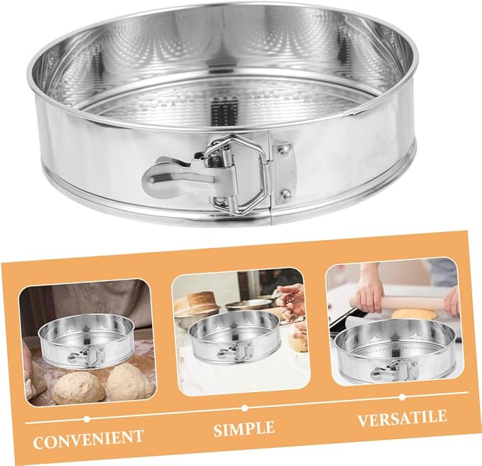Milisten 9-inch Stainless Steel Springform Cake Pan, Leakproof round Cheesecake Mold with Removable Bottom, Household Baking Tool for Birthday and Holiday Desserts