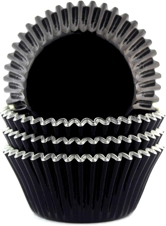 Foil Cupcake Liners Standard Baking Cups 100 Pcs (Black)