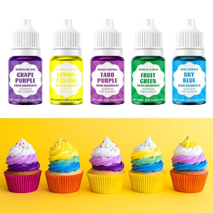 Food Coloring - Concentrated Liquid Food Coloring Set - Neon Liquid Food Color Dye for Baking, Decorating, Icing, Cooking, Slime Making Kit and DIY Crafts, 6ml Bottles (0.2 Fl. Oz) (0.2 Fl. Oz(Pack of 36))