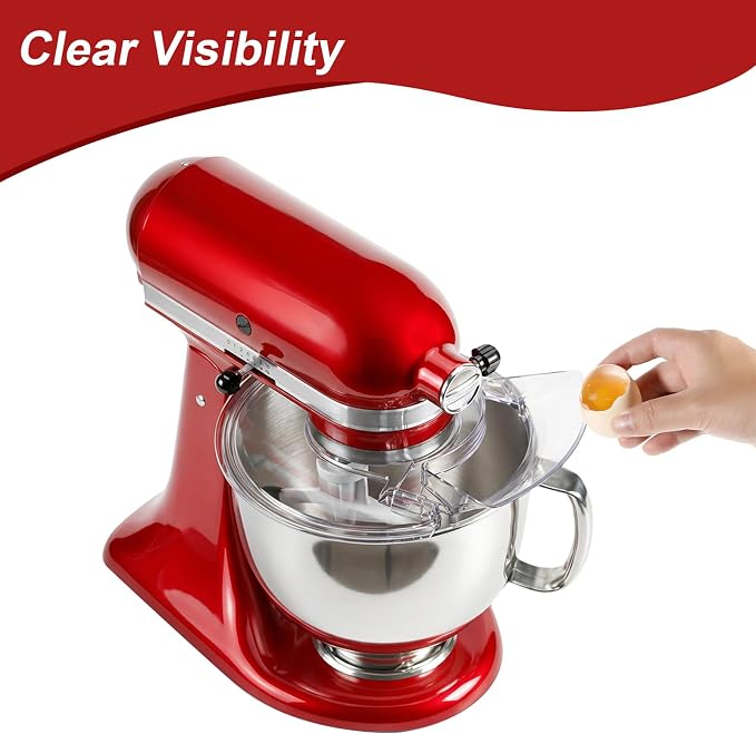 Pouring Shield for KitchenAid 4.5-5 Quart Tilt-Head Stand Mixer, Fits Stainless Steel Glass Ceramic Bowls | Splash Guard Mixer Bowl Cover with Removable Pour Spout, Clear Splatter Guard Mixer Accessory