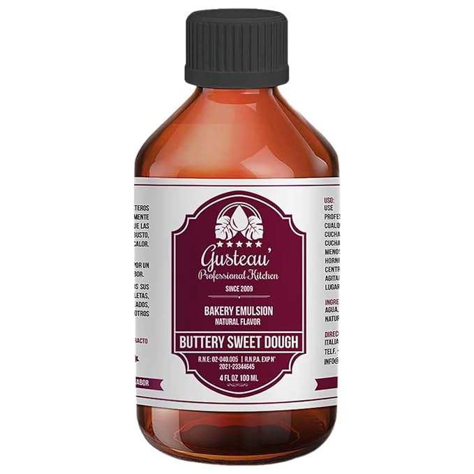 Gusteau's - Buttery Sweet Dough Flavor Emulsion, 4 fl oz (100ml) Alcohol Free, Sugar Free, Kosher (BUTTERY SWEET DOUGH)