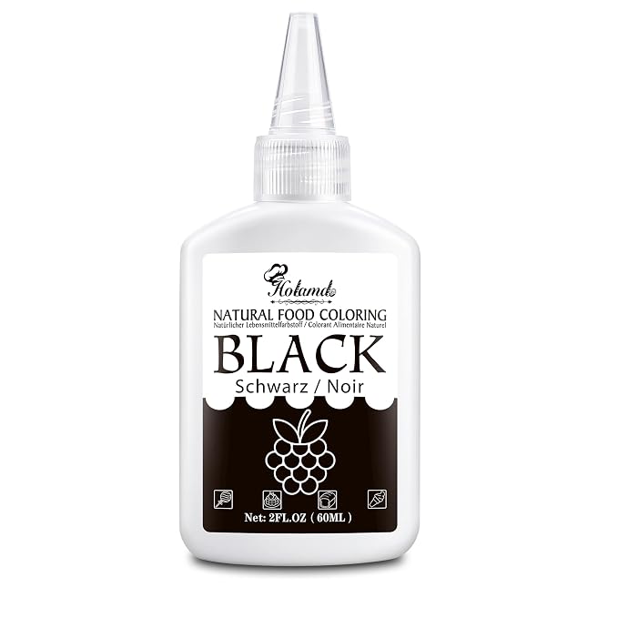 Natural Food Coloring - 2oz Plant-Based Liquid Food Dye, FD&C Dye Free, Gluten Free Vegan Non-GMO, No Dairy Nut Egg Sugar, for Baking Cake Decorating Icing Frosting Fondant Easter Eggs Drinks (black)