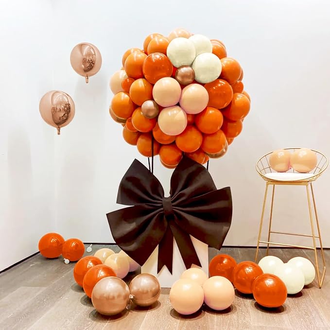 Fall Balloon Arch Kit, 160Pcs Orange White Metallic Copper Boho Thanksgiving Balloons Garland for Autumn Birthday Baby Shower Party Decorations