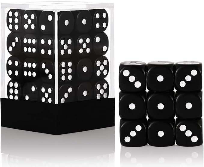 36 of Pack 12MM 6 Sided MINI Dice Set,Solid Black Game Dice Set, 6 Sided Standard Colored Dices for Tenzi, Bunco or Teaching Math,with Portable Plastic Box(Black)