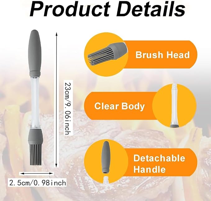 Silicone Oil Brush Basting Pastry Brush for BBQ Grilling Baking, 2025 New Heat Resistant Spread Oil Butter Sauce for Cooking, for Kitchen Gadget Home Outdoor Use (3 Pcs)