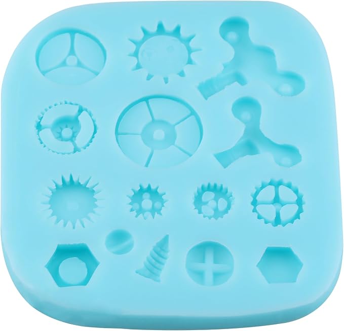 Steampunk Gear Fondant Molds Cogs Silicone Molds for Cake Decorating Cupcake Topper Chocolate Candy Gum Paste Polymer Clay