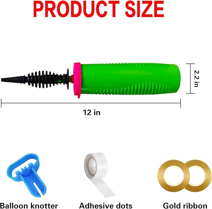 Balloon Pump Hand Held – 2Pack Two Way Dual Action Inflator with Balloon Tying Tool Manual Air Pump for Balloons