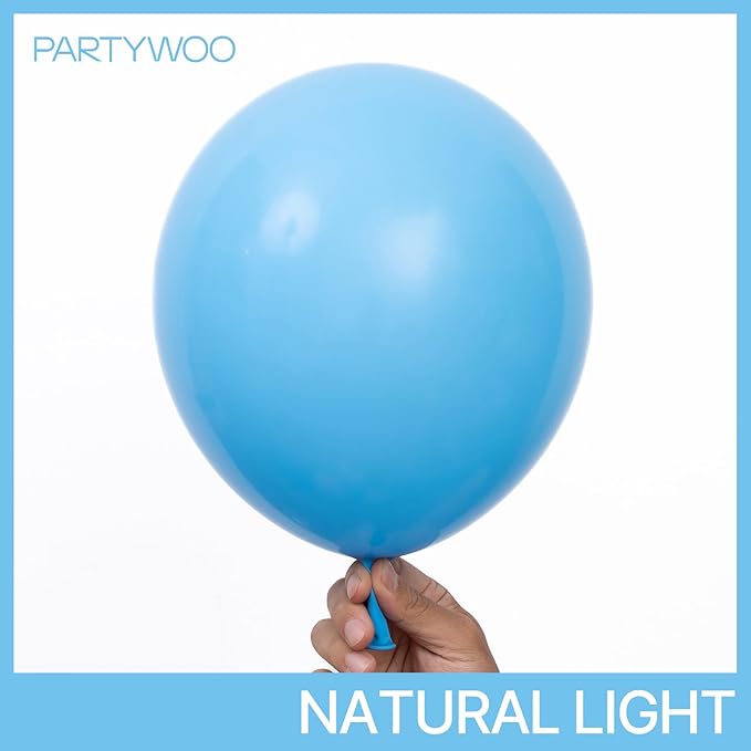 PartyWoo Light Blue Balloons 140pcs Different Sizes Pack of 18 12 10 5 Inch Baby Pastel Blue Balloon Arch Kit for Baby Shower Gender Reveal Graduation Mermaid Birthday Pool Party Decorations Blue-Y20