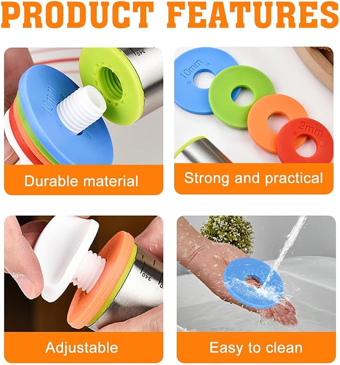 8 pcs Rolling Pin Guide Ring Spacer Bands Set - (2/3/6/10mm), Suitable as Roling Pin with Thickness Rings, KitchenTools for Dough Thickness, Multicolored Flexible Silicone Slip On Baking Accessories