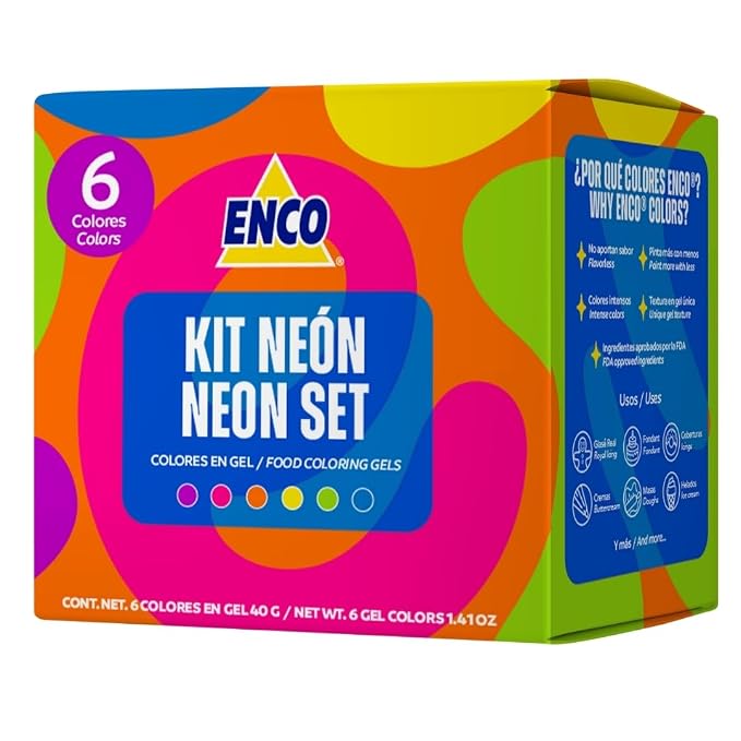 ENCO 6 Neon Food Coloring Gel Set 1.41 oz each (40 g)