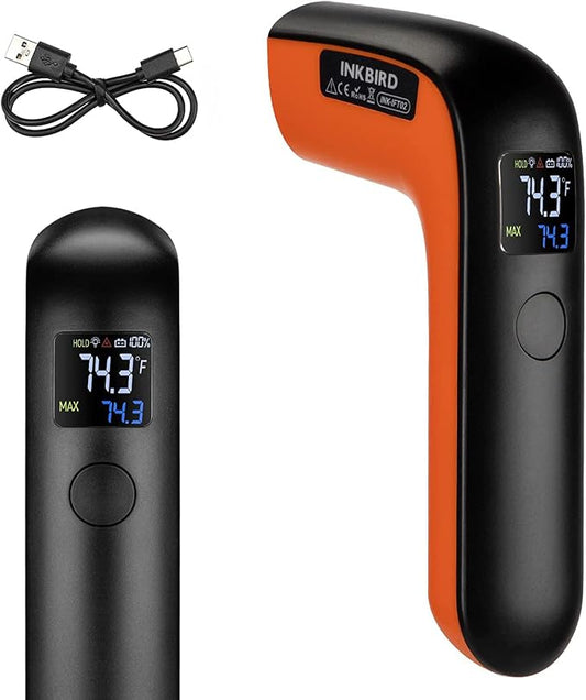 Rechargeable Infrared Thermometer Gun for Cooking -58℉~1022℉| INKBIRD Colorful Display Digital Laser Temperature Gun for Pizza Oven Grill Kitchen Home Repairs with Max Measure, ℉ Only (NOT for Human)