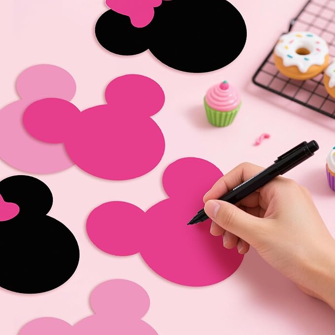 Vuzvuv 48Pcs Girl Mouse Paper Cutouts with 100Pcs Glue Points,Girl Mouse Cut Outs Bulletin Board Decorations for Birthday Party Theme Decor Supplies