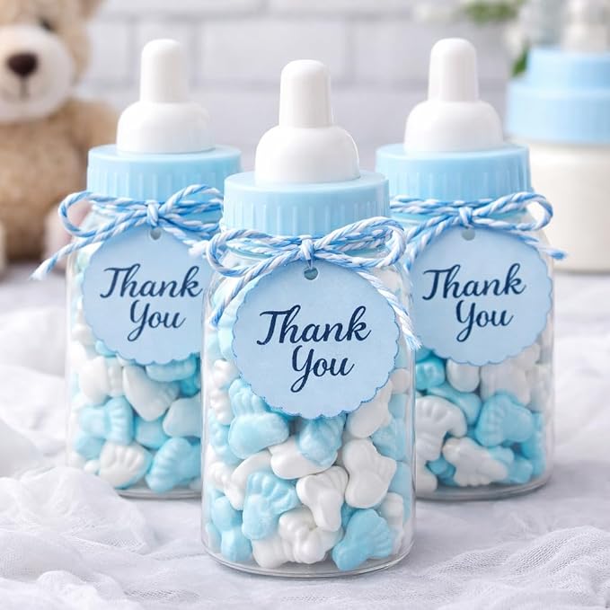 Oasis Supply Baby Shower Sprinkles & Sugar Shapes – Edible Decorations for Cakes, Cupcakes, and Cookies – Gender Reveal, Boy, Girl, and Neutral Party Baking Decorations - Blue Baby Feet