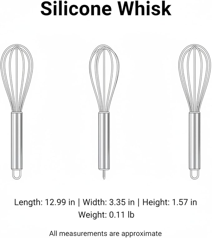 Mix Batters and Sauces with This 13-Inch Silicone Whisk Featuring Coated Wires