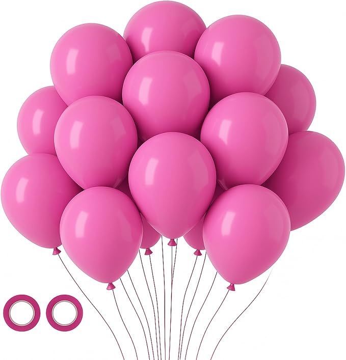Voircoloria 105pcs Retro Hot Pink Balloons 12inch Party Latex Balloons for Boys Girls Birthday Baby Shower Gender Reveal Wedding Sunflower Party Decorations