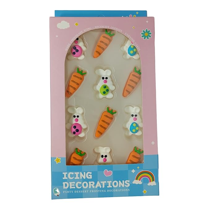 Easter Sprinkles Icing Decoration for Cupcake Decorating, Easter Edible Carrot Bunny Cake Cupcake Topper for Baking Cookie Ice Cream Candy Decoration