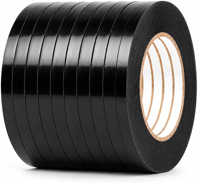 GGR Supplies UPVC-24BS Black Poly Bag Sealing Tape, 3/8 Inch x 180 Yards, Bag Sealing Tape for Produce, Bakery, Candy, Food Packaging and Inventory Color Coding. Pack of 10
