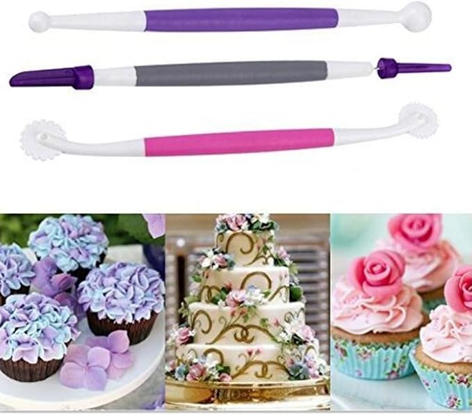 5 Pcs Cake Decorating Brushes, Fondant & Gum Paste Tool Set | Cake painting brushes, for fondant detailing, cookie icing, gum paste sculpting, and baking DIY.