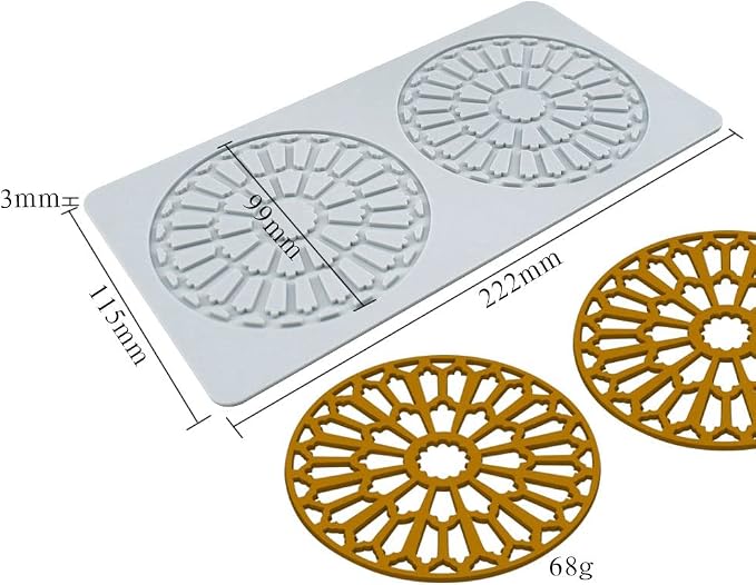 TUKE 3D Leaves Silicone Molds Flower Cake Fondant Mat Bee Leaf Pastry Moulds Rose Impression Chocolate Hollow Lace Mold (Circular_8.88x4.6x0.12inch_B)