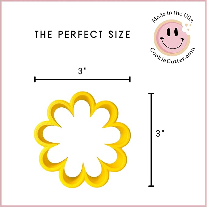 Daisy Cookie Cutter 3 in - H.O. Foose USA Cookie Cutters - Made in USA (3D Printed PLA Plastic)