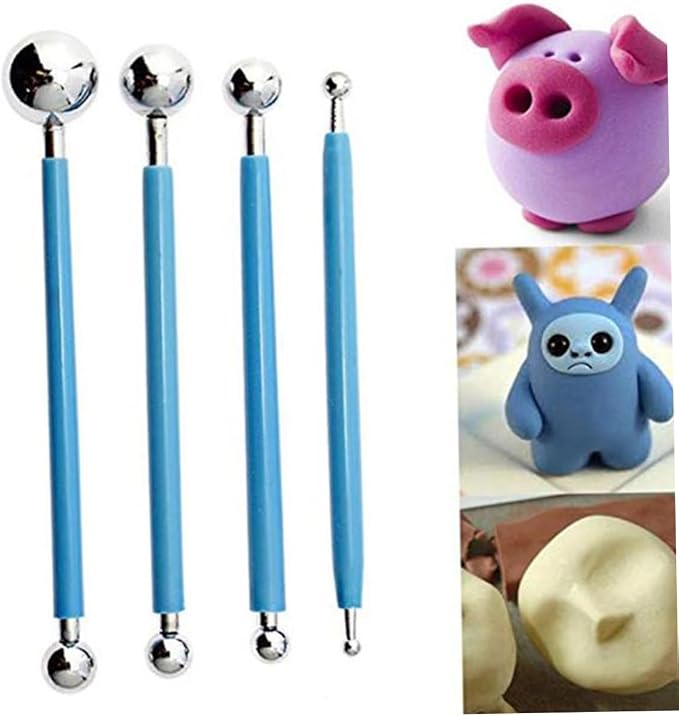 13 Pcs Fondant Sculpting Tools Set Cake Decoration Pen Kit Textured Pattern Rolling Sticks Food-Grade Plastic Modeling Tools for Cake and Pottery Crafting