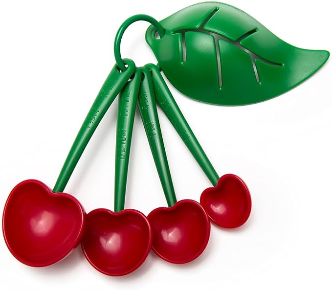 OTOTO Measuring Cups Set - Teaspoons for Dry & Liquid Ingredients, BPA-free & Dishwasher Safe, Funny Gifts, Baking Accessories, Unique Kitchen Gadgets (Mon Cherry)