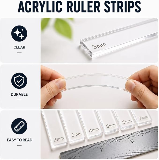 Polymer Clay Tools 12Pcs Acrylic Rolling Pin Guides Set Adjustable Depth Guides 2-7mm with Protective Film Clay Roller for Polymer Earrings, Sculpting, Modeling & DIY Jewelry Making