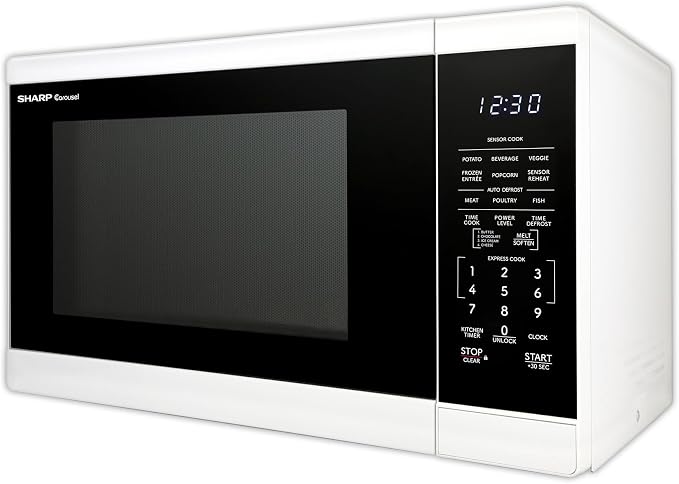 SHARP Countertop Microwave Oven with Removable 12.4" Carousel Turntable, 1100 Watt, 1.4 Cubic Feet, White
