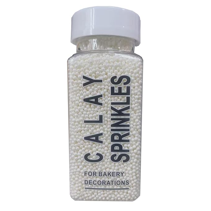 PhilaeEC White Nonpareils Sprinkle 2mm Mini Peals Sprinkle Edible for Cake Decoration Cupcake Topper Cookie Baking Decorations Halloween Christmas Valentine Supplies